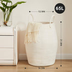 105L Extra Large Laundry Hamper Basket by Fiona's magic, Woven Tall Clothes Hamper for Storage Blanket, Toys and Dirty Cothes in Bedroom and Living Room Organizer, Brown & Black