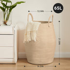 105L Extra Large Laundry Hamper Basket by Fiona's magic, Woven Tall Clothes Hamper for Storage Blanket, Toys and Dirty Cothes in Bedroom and Living Room Organizer, Brown & Black