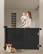 120 inch Retractable Baby Gates 34 inch Tall, Retractable Gate with Reinforced Strip Design to Prevent Crawling Through, 10 FT Extra Wide Retractable Dog Gate for Indoor/Outdoor