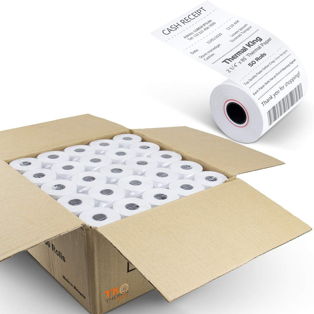 (100 Rolls) 2 1/4" x 50' Thermal Paper, POS Receipt Paper for Retail Business Cash Register, Fits All Credit Card Terminal