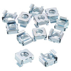 1/4-20 Cage Nut, 10Pcs Snap-in Cage Nuts, Carbon Steel Zinc Plated Metric Nut for Server Rack Cabinet, Silver