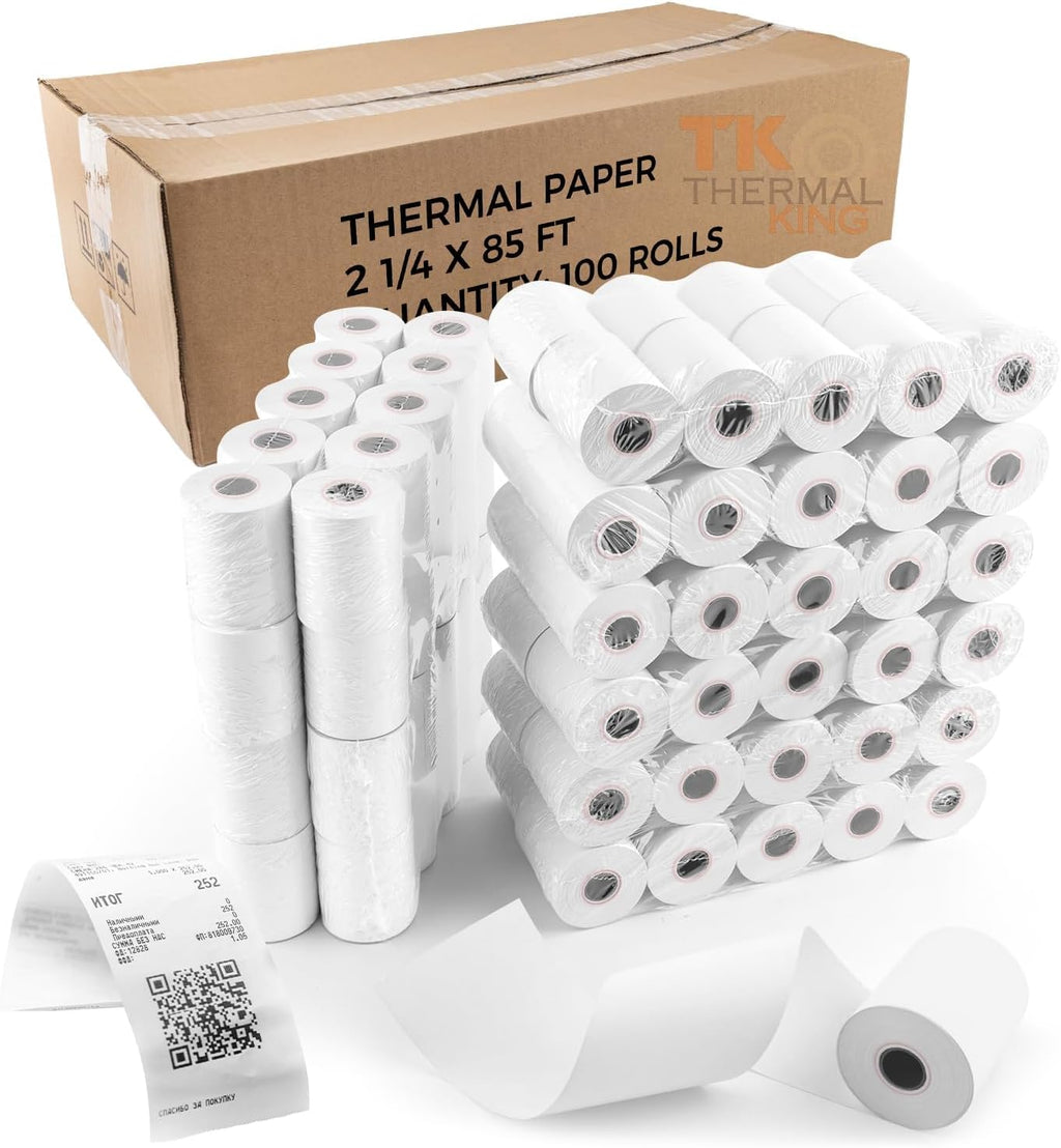 (100 Rolls) 2 1/4" x 50' Thermal Paper, POS Receipt Paper for Retail Business Cash Register, Fits All Credit Card Terminal