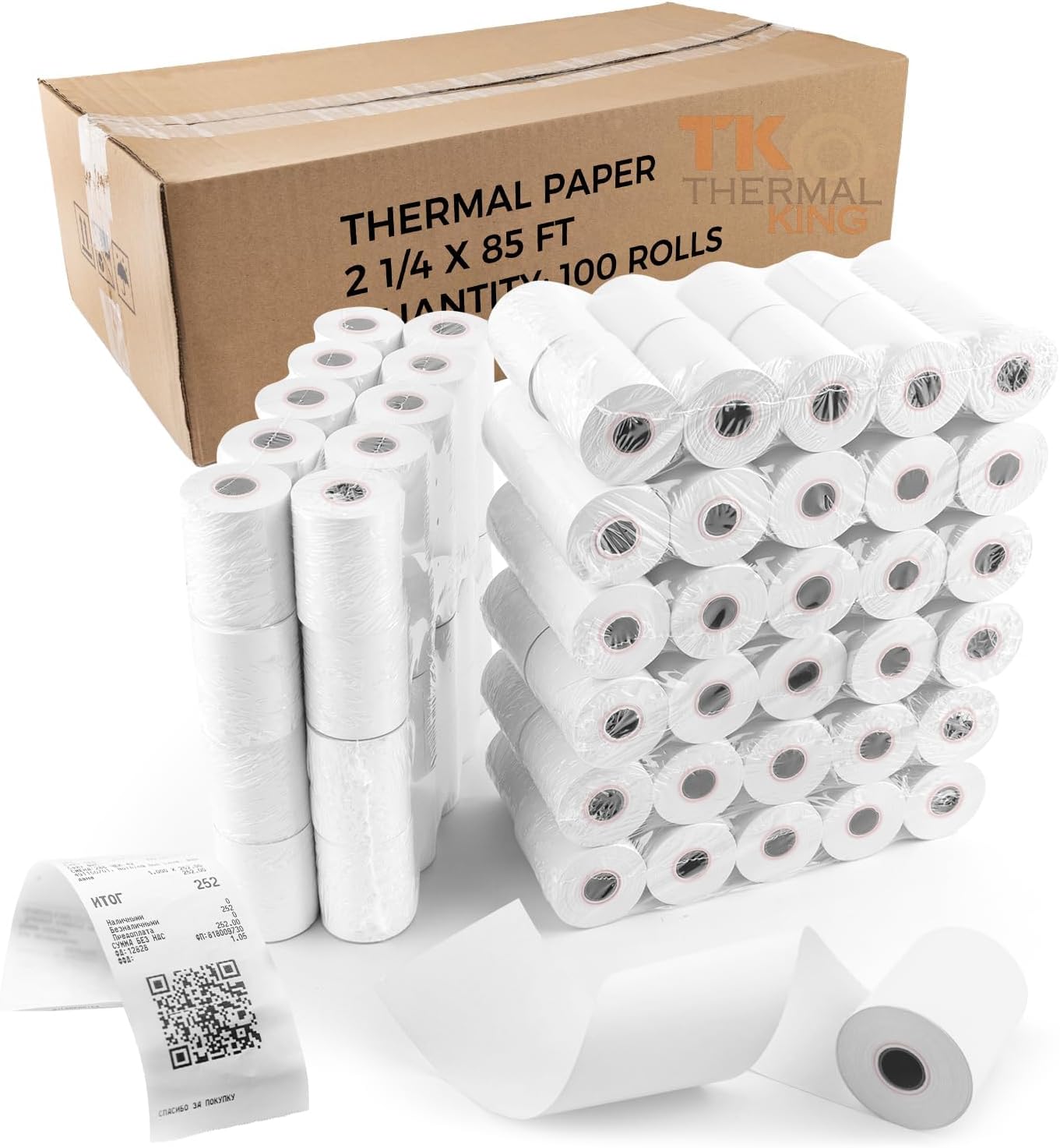 (100 Rolls) 2 1/4" x 50' Thermal Paper, POS Receipt Paper for Retail Business Cash Register, Fits All Credit Card Terminal