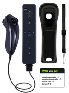 (Black* 2) Remote Controller with Motion Plus for Wii/WII U, 2 in 1 Remote with Nunchuck Controller for Wii/WII U Console [nintendo_wii_u]
