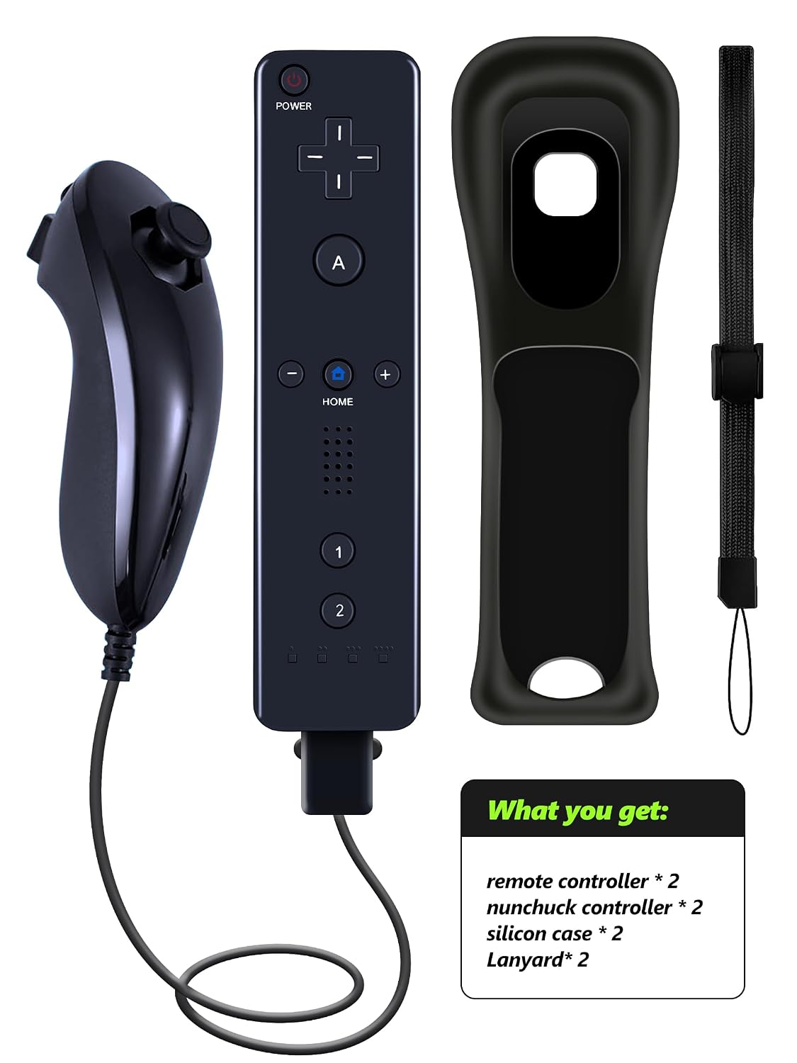 (Black* 2) Remote Controller with Motion Plus for Wii/WII U, 2 in 1 Remote with Nunchuck Controller for Wii/WII U Console [nintendo_wii_u]