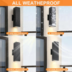 Outdoor Light Fixture,Black Outdoor Porch Light,Up and Down Modern Exterior Wall Light for for Front Door,Patio,Garage Include 4 * 7W Warm White LED Bulbs,Waterproof,Aluminum,2Packs