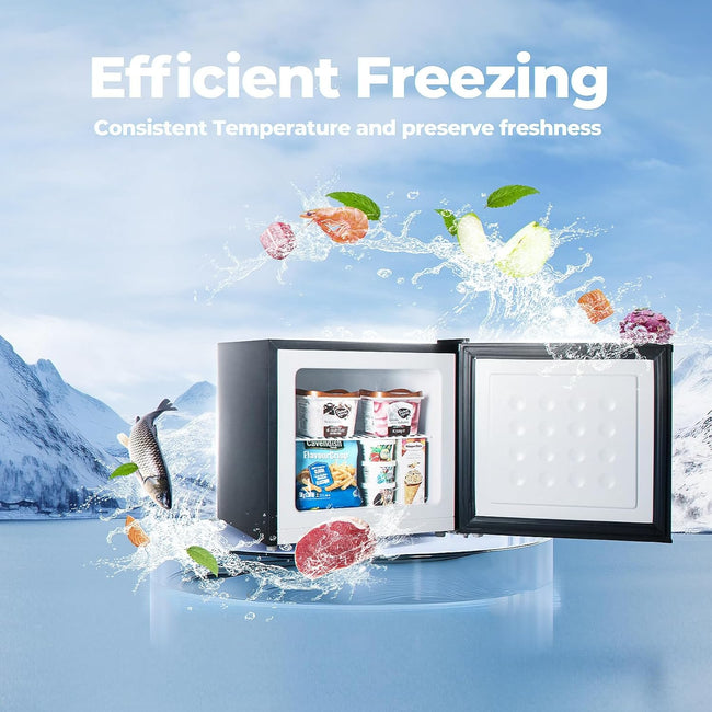 1.2 Cu.ft Mini Freezer, Small Upright Freezer with Removable Shelf & 7 Adjustable Temperature Control, Energy Saving, Low Noise for Bedroom, Apartment, Home, Office, Black Main Image