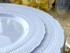 " OCCASIONS " 120 Plates Pack, Extra Heavyweight Disposable Vintage Wedding Party Plastic Plates (11'' Dinner Plate, Chateau in Blue)