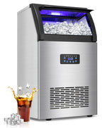 100LBS/24H High Output - Commercial Ice Maker with 20LBS Storage Bin - Dual Water Inlets, 36 Ice Cubes/Cycle, 15" Compact Undercounter/Freestanding Design - Self-Cleaning for Home Bars, Outdoor