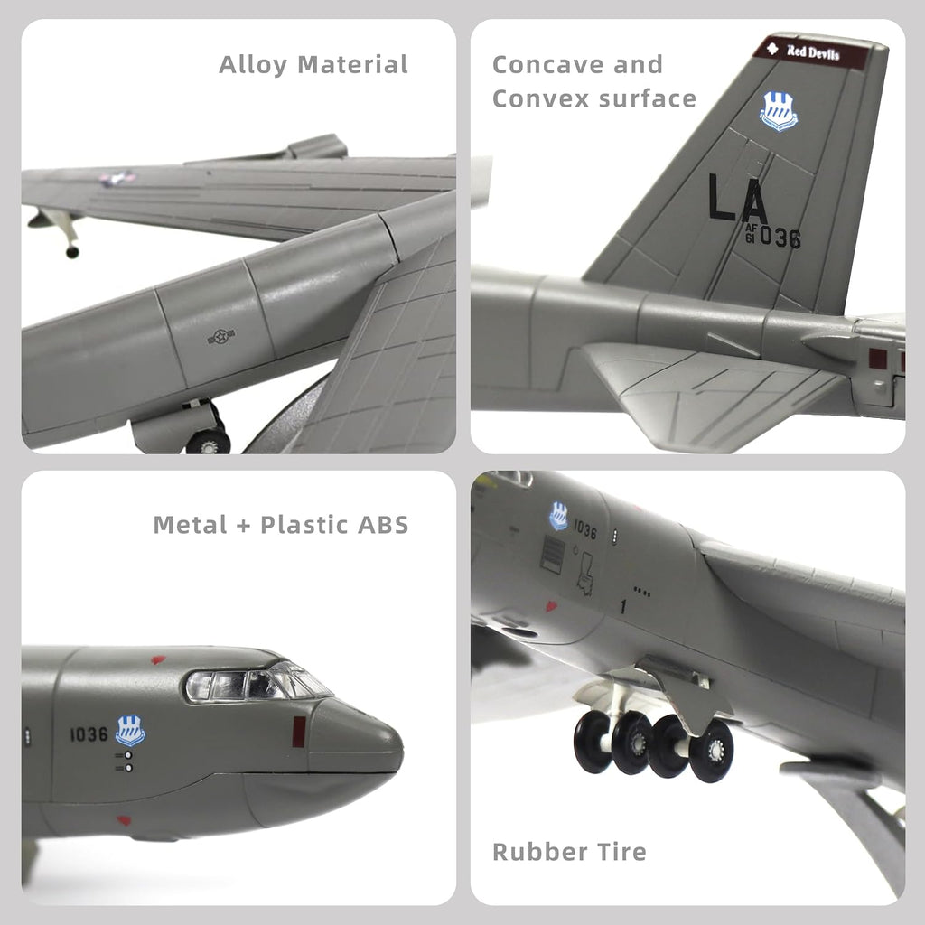 1/200 Scale B-52(Stratofortress) Long-Range Subsonic Jet-Powered Strategic Bomber Diecast Military Aircraft Model Display Model Aircraft for Display Collection or Gift