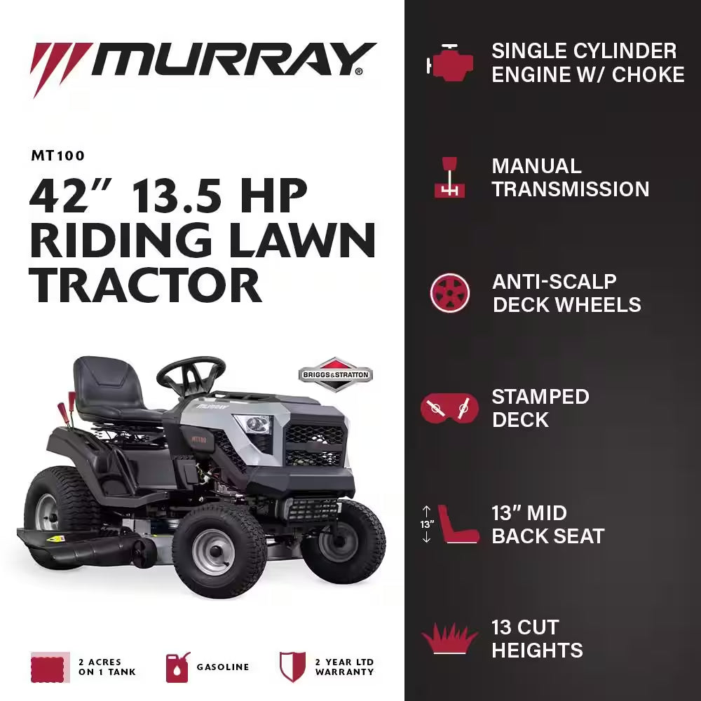 Murray MT100 106.7 cm Gas Manual Riding Lawn Tractor Mower