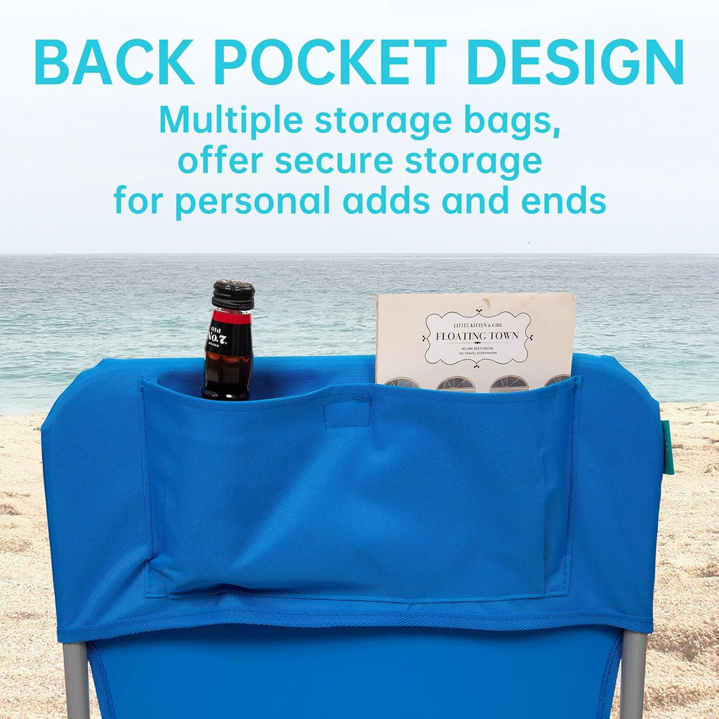 #WEJOY Folding Beach Chair for Adults, Lightweight Beach Chair with Shoulder Straps, High Back Camping Chairs with Hard Armrest, Supports 300lbs for Outdoor Lawn Concert