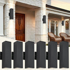 Outdoor Light Fixture,Black Outdoor Porch Light,Up and Down Modern Exterior Wall Light for for Front Door,Patio,Garage Include 4 * 7W Warm White LED Bulbs,Waterproof,Aluminum,2Packs