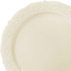 " OCCASIONS " 100 Plates Pack,(50 Guests) Vintage Wedding Party Disposable Plastic Plates Set -50x10.25'' Dinner + 50x7.5'' Salad/Dessert Plate (Portofino in plain Ivory)