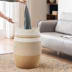 105L Extra Large Laundry Hamper Basket by Fiona's magic, Woven Tall Clothes Hamper for Storage Blanket, Toys and Dirty Cothes in Bedroom and Living Room Organizer, Brown & Black