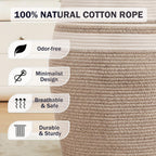105L Extra Large Laundry Hamper Basket by Fiona's magic, Woven Tall Clothes Hamper for Storage Blanket, Toys and Dirty Cothes in Bedroom and Living Room Organizer, Brown & Black