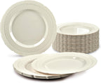 " OCCASIONS " 120 Plates Pack, Extra Heavyweight Disposable Vintage Wedding Party Plastic Plates (11'' Dinner Plate, Chateau in Blue)