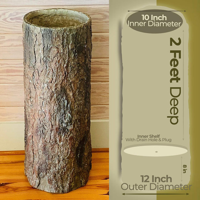 Woodland Country Rustic Tree Stump Garbage Bin. Unique Realistic Log Trash Can. Main Image