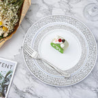 Count Silver Plastic Dinnerware, Silver Disposable Plates, Includes 30 Dinner & 30 Dessert Plates & 30 Cups & 30 Paper Napkins & 30 Plastic Silverware Set