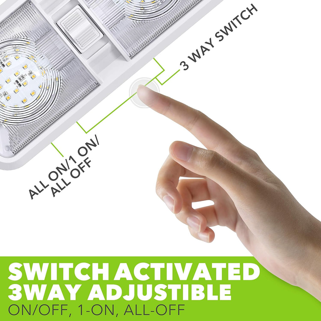 10 Pack RV LED Ceiling Double Dome Light Fixture with ON/OFF Switch Interior Lighting for Car/RV/Trailer/Camper/Boat DC 12V Natural White 4000-4500K 48X2835SMD