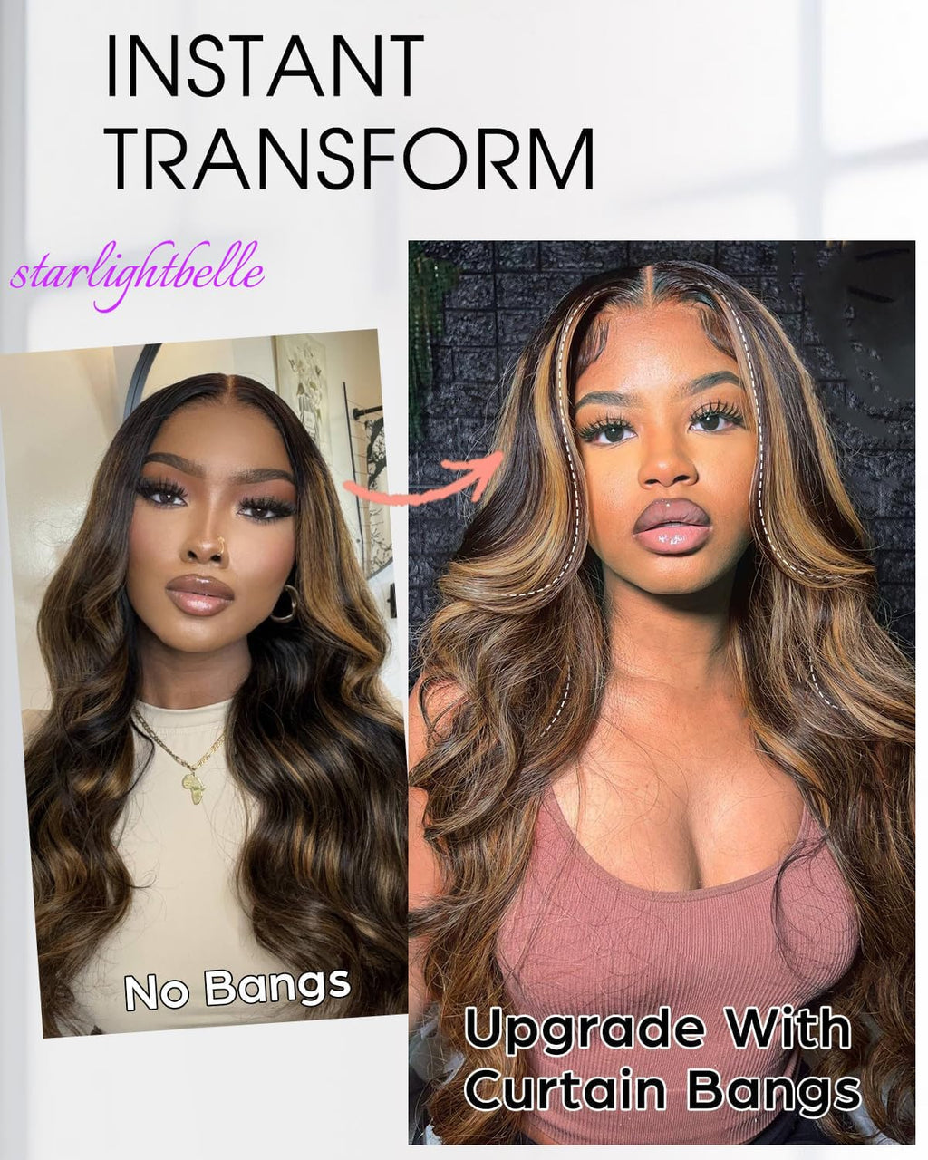 Blended Hair 28 Inch Highlight Ombre Lace Front Wig Wear and Go Glueless Wig 1B/30 Body Wave Wig Bio-Hybrid Memory Core™ Premium Fiber/Human Hair 220% Density