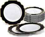 " OCCASIONS " 120 Plates Pack, Heavyweight Disposable Wedding Party Plastic Plates (6.5'' Cake/Dessert Plate, Imperial White/Blue & Silver)