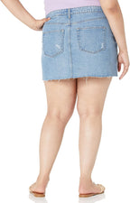The Drop Ansh Distressed Denim Mini Skirt