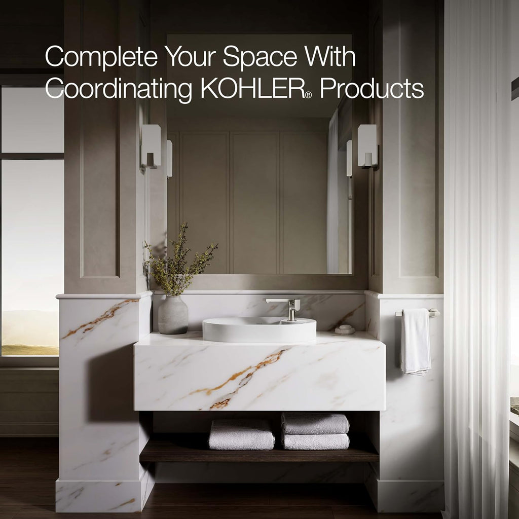 "KOHLER 31705-1-0 Chalice 22-3/4"" Oval Vessel Bathroom Vanity Sink Basin with Single Faucet Deck Hole, Bathroom Sinks Above Counter, White "
