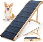 Dog Ramp for Bed, 64" Long Foldable Pet Ramp for Small Large Dogs, Dog Ramps for High Beds Car, High Traction with Platform 6 Adjustable Heights 24" to 30" Up to 220LBS Black