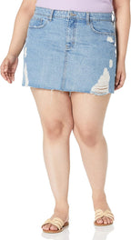 The Drop Ansh Distressed Denim Mini Skirt