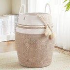 105L Extra Large Laundry Hamper Basket by Fiona's magic, Woven Tall Clothes Hamper for Storage Blanket, Toys and Dirty Cothes in Bedroom and Living Room Organizer, Brown & Black