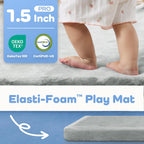 1.5" Thick Baby Play Mat for Floor Tummy Time, Large Pro Soft Foam Activity Playmats Playroom, Easy Care with Non-Slip Safe for Infant Toddler Kids Crawling79 x 118" (Light Grey)