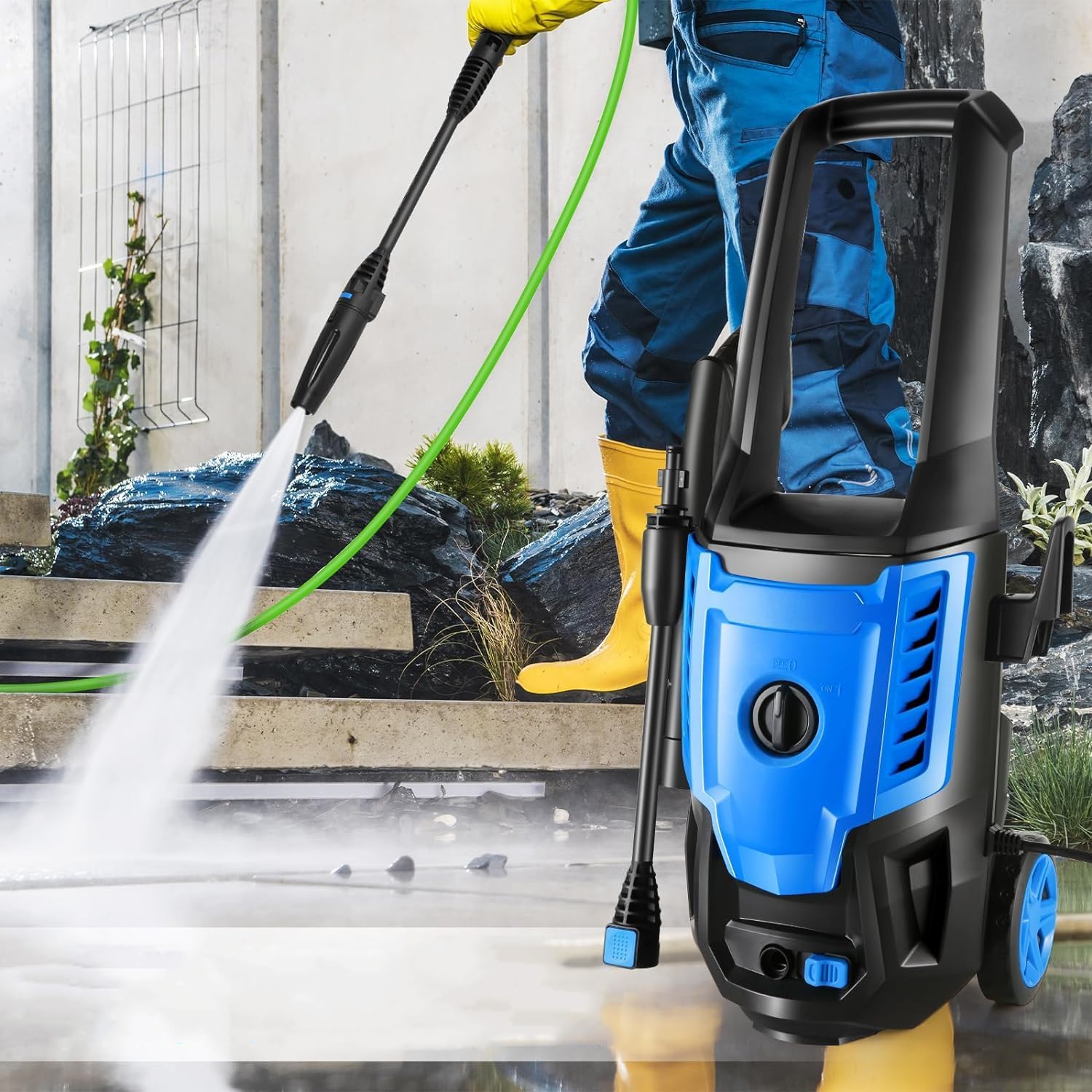 , .5 18 High Power Washer with 4 Nozzles, Soap Bottle for Cleaning Car/Driveway/Patio (Blue), SY529285