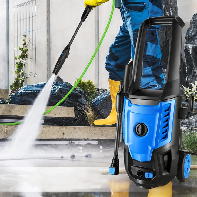 , .5 18 High Power Washer with 4 Nozzles, Soap Bottle for Cleaning Car/Driveway/Patio (Blue), SY529285 Main Image