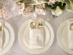 " OCCASIONS " 100 Plates Pack,(50 Guests) Vintage Wedding Party Disposable Plastic Plates Set -50x10.25'' Dinner + 50x7.5'' Salad/Dessert Plate (Portofino in plain Ivory)