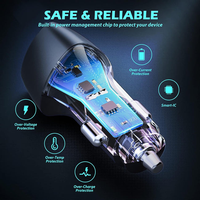 (10pack) SUNDA USB C Fast Car Charger 51W Dual Ports PD/PPS&QC3.0, Cell Phone Automobile Chargers, for Apple Smart-Phones and Android Car Charger, Compatible with iPhone 16/15 Pro/14 Mini/iPhone 13 Main Image