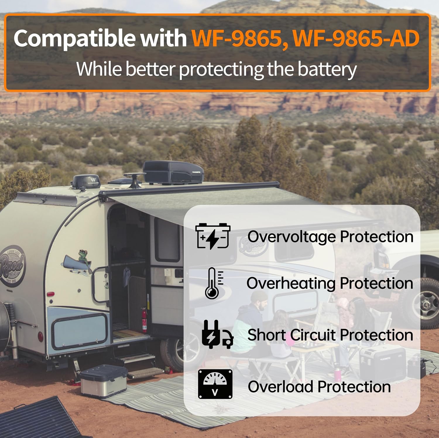 WF-9865-AD 65 Amp RV Power Converter Charger, Replace for RV Camper WF-9800 Series, WF-9865, WF-9865-AD, for Lead-Acid/Lithium Battery Three-Stage Charge Rv Converter 65 Amp