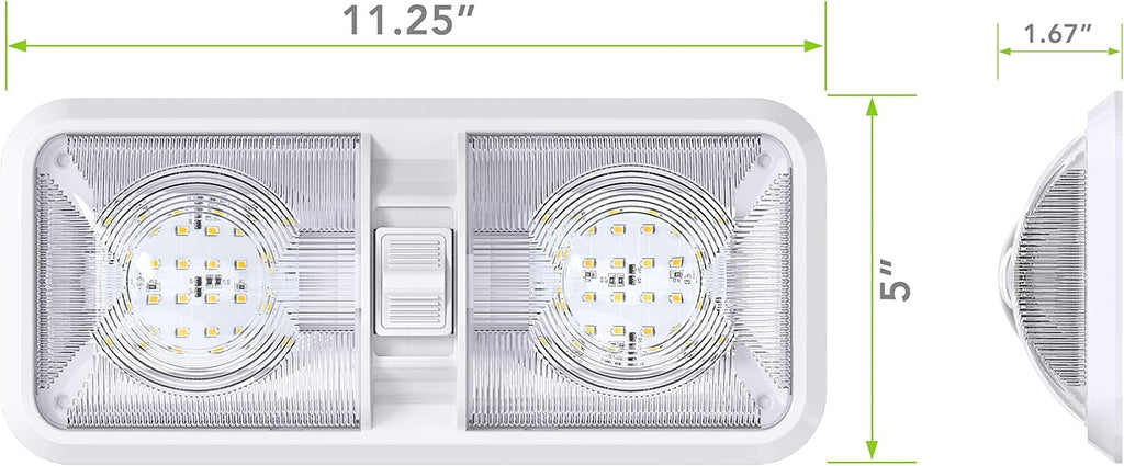 10 Pack RV LED Ceiling Double Dome Light Fixture with ON/OFF Switch Interior Lighting for Car/RV/Trailer/Camper/Boat DC 12V Natural White 4000-4500K 48X2835SMD