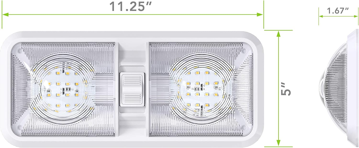 10 Pack RV LED Ceiling Double Dome Light Fixture with ON/OFF Switch Interior Lighting for Car/RV/Trailer/Camper/Boat DC 12V Natural White 4000-4500K 48X2835SMD