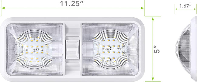 10 Pack RV LED Ceiling Double Dome Light Fixture with ON/OFF Switch Interior Lighting for Car/RV/Trailer/Camper/Boat DC 12V Natural White 4000-4500K 48X2835SMD Main Image
