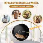 15" Silent Chinchilla Running Wheel, Aluminum Alloy Exercise Wheel, Quiet Ball Bearing, Suitable for Chinchillas, Hamsters, Hedgehogs, Syrian Hamsters and Other Small Pets