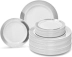 " OCCASIONS " 120 Plates Pack,(60 Guests) Premium Premium Wedding Party Disposable Plastic Plates Set -60 x 10'' Dinner + 60 x 7.5'' Salad/Dessert (Venice Blush and Gold)
