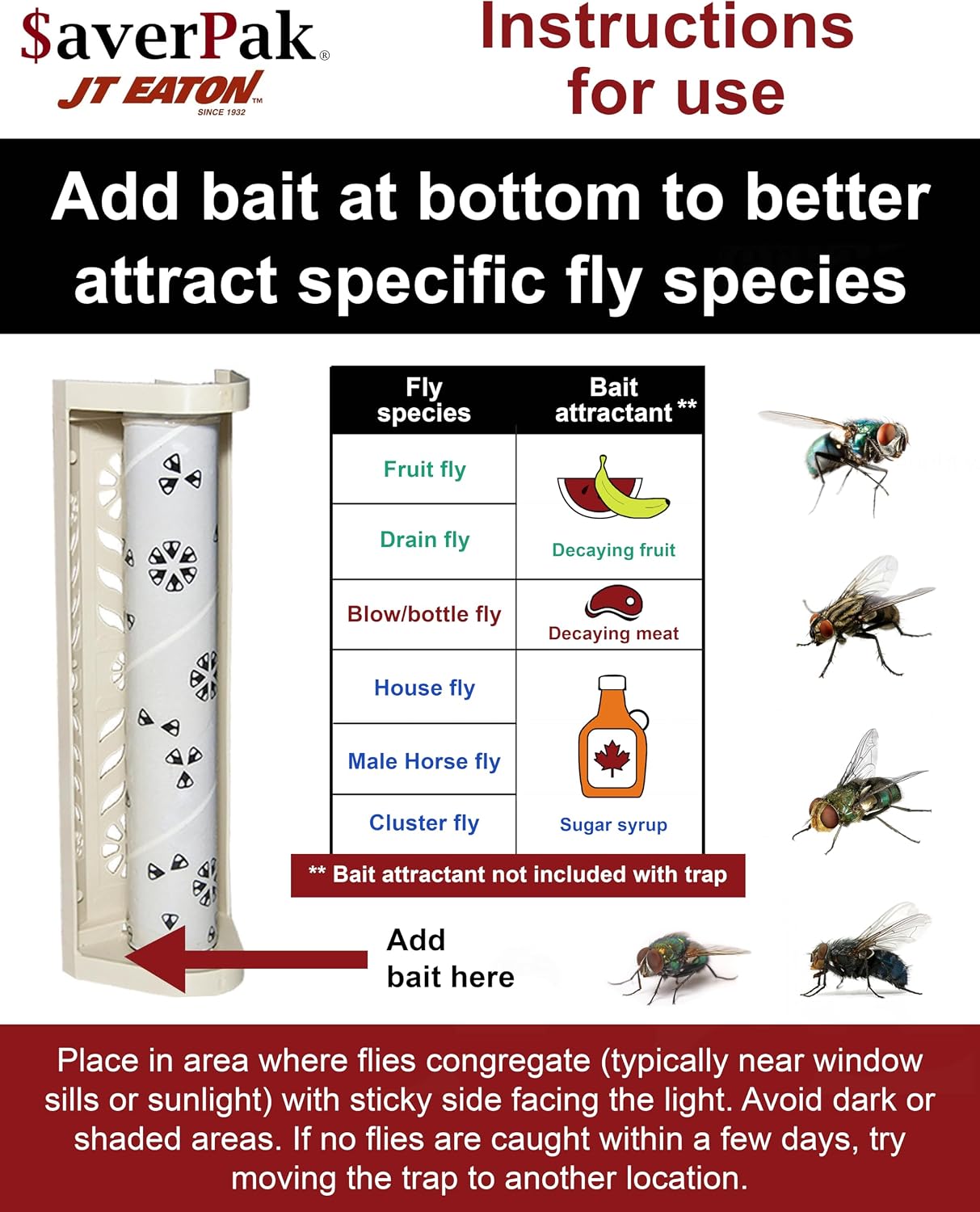 $averPak 4 Pack - JT Eaton Stick-A-Fly Glue Fly Stick Traps