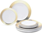 " OCCASIONS " 120 Plates Pack,(60 Guests) Premium Premium Wedding Party Disposable Plastic Plates Set -60 x 10'' Dinner + 60 x 7.5'' Salad/Dessert (Venice Blush and Gold)