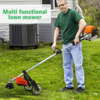 Gas Weed Eater 52cc, 2.3KW 2-Stroke Gas Powered Weed Wacker with Hedge Trimmer, Pole Saw, Brush Cutter & Auxiliary Wheel, Multi-Functional Lawn Care Tool for Yard, Garden Orange