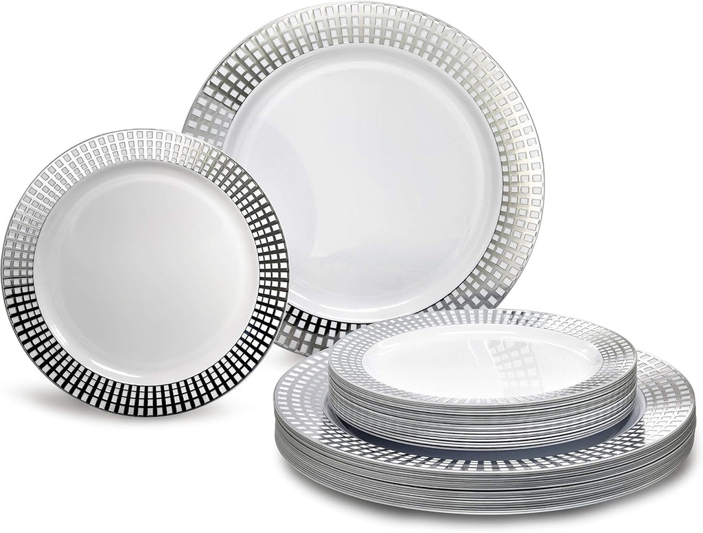 " OCCASIONS " 120 Plates Pack,(60 Guests) Premium Premium Wedding Party Disposable Plastic Plates Set -60 x 10'' Dinner + 60 x 7.5'' Salad/Dessert (Venice Blush and Gold)