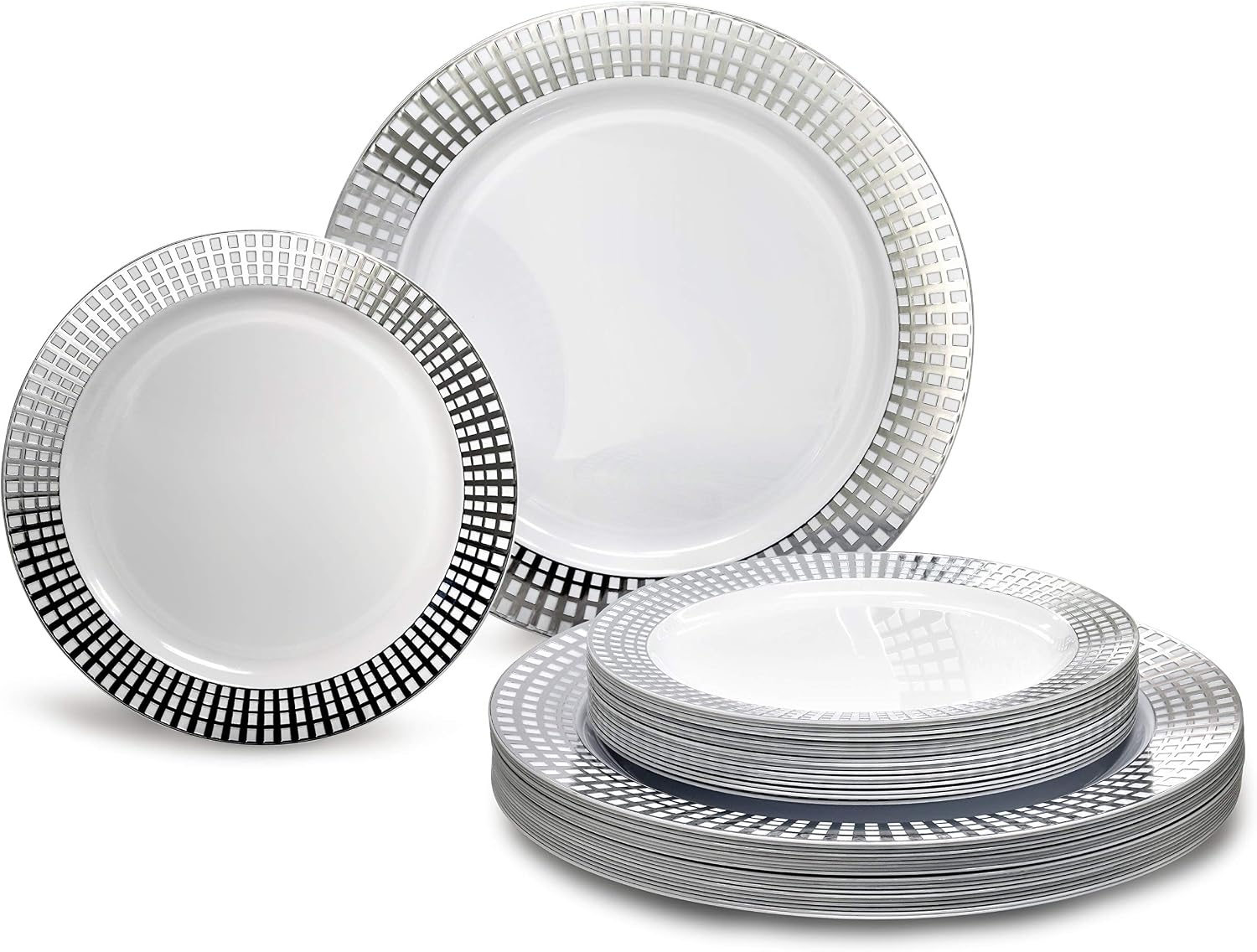 " OCCASIONS " 120 Plates Pack,(60 Guests) Premium Premium Wedding Party Disposable Plastic Plates Set -60 x 10'' Dinner + 60 x 7.5'' Salad/Dessert (Venice Blush and Gold)