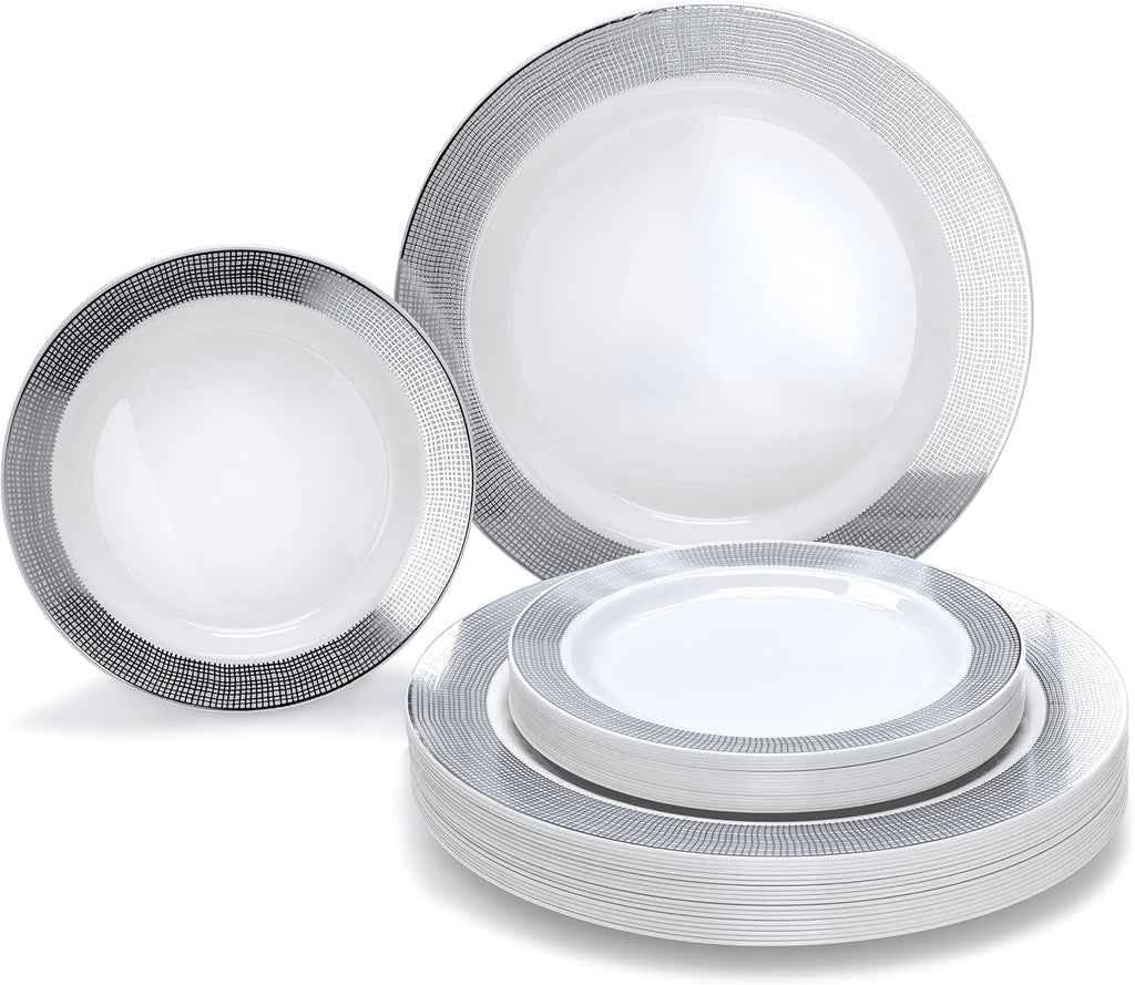 " OCCASIONS " 120 Plates Pack,(60 Guests) Premium Premium Wedding Party Disposable Plastic Plates Set -60 x 10'' Dinner + 60 x 7.5'' Salad/Dessert (Venice Blush and Gold)