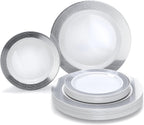 " OCCASIONS " 120 Plates Pack,(60 Guests) Premium Premium Wedding Party Disposable Plastic Plates Set -60 x 10'' Dinner + 60 x 7.5'' Salad/Dessert (Venice Blush and Gold)