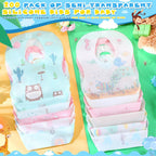 100/200 Pcs Disposable Baby Bibs Bulk Travel Feeding Bib Soft Food Catcher Pocket for Toddlers Girls Boys